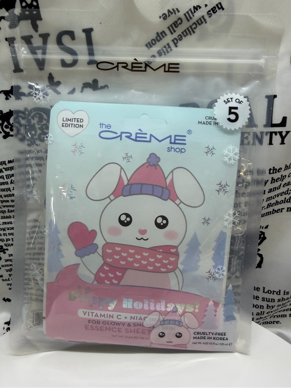 Limited Edition 'Happy Holidays' Bunny Sheet Mask